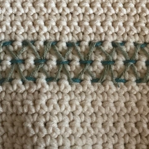 voorbeeld van borduren op haakwerk; sashiko