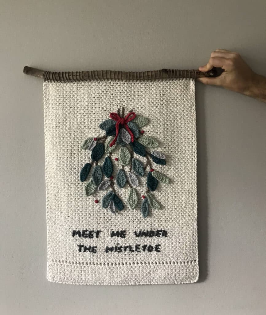 gehaakte lap met mistletoe