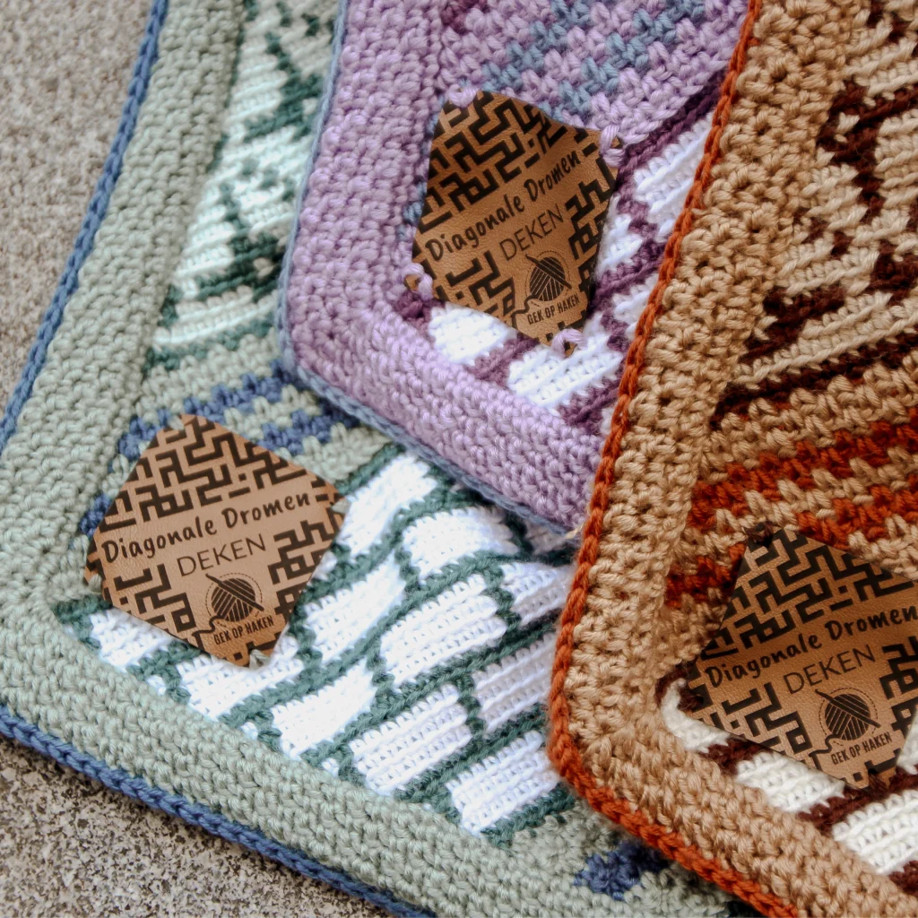 gehaakte deken met label