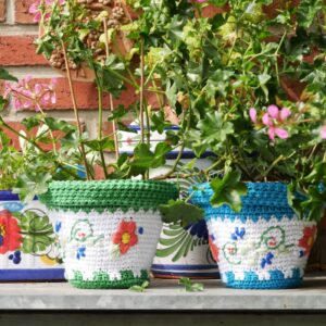 lente met deze gehaakte spaanse bloempotten