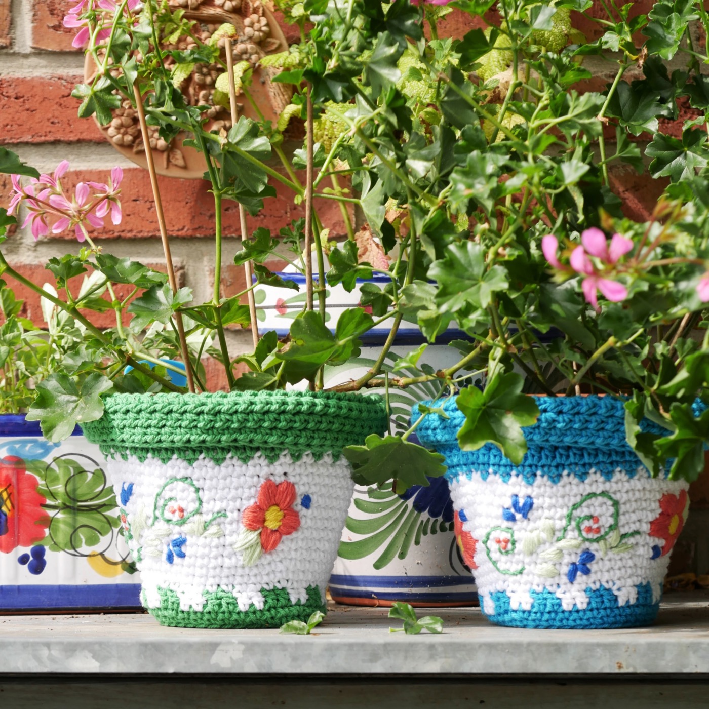 lente met deze gehaakte spaanse bloempotten