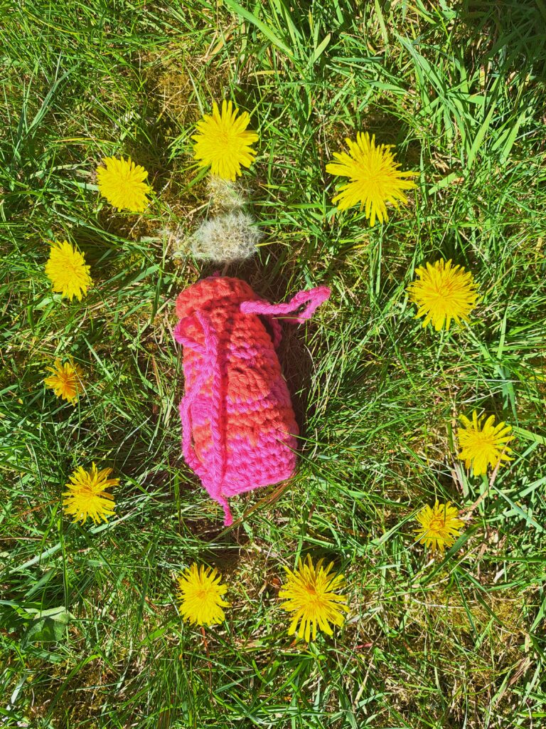 fietsvaasje tussen de paardenbloemen